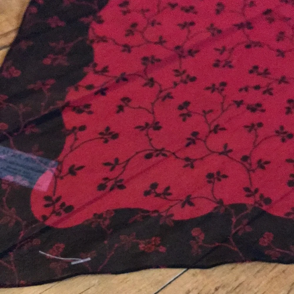 Laura Ashley‎ Red and Black Floral Silk Scarf